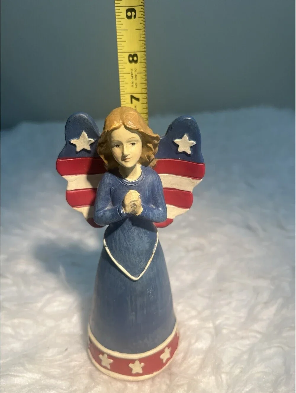 Patriotic Angel in Flag Dress & Wings Figurine